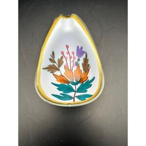 1960s Flora Gouda Holland Rio Ashtray Trinket‎ Dish Floral Hand Painted MCM Vtg